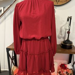 No name Chic Red Long Sleeve Dress size M