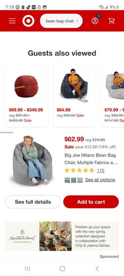 Big Joe Milano Bean Bag Chair Gray