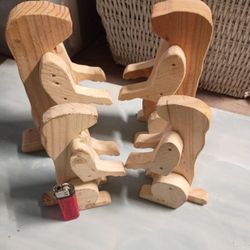 Hand Carved Wood Cutout Praire Dog Family 2 For 10$