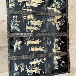 4 Vintage Asian Mother Of Pearl Wall Arts