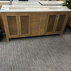 72” Bathroom Vanity In Brown