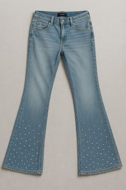 Vintage Style Flare Jeans with Pearl Embellishments – Women’s Size 10