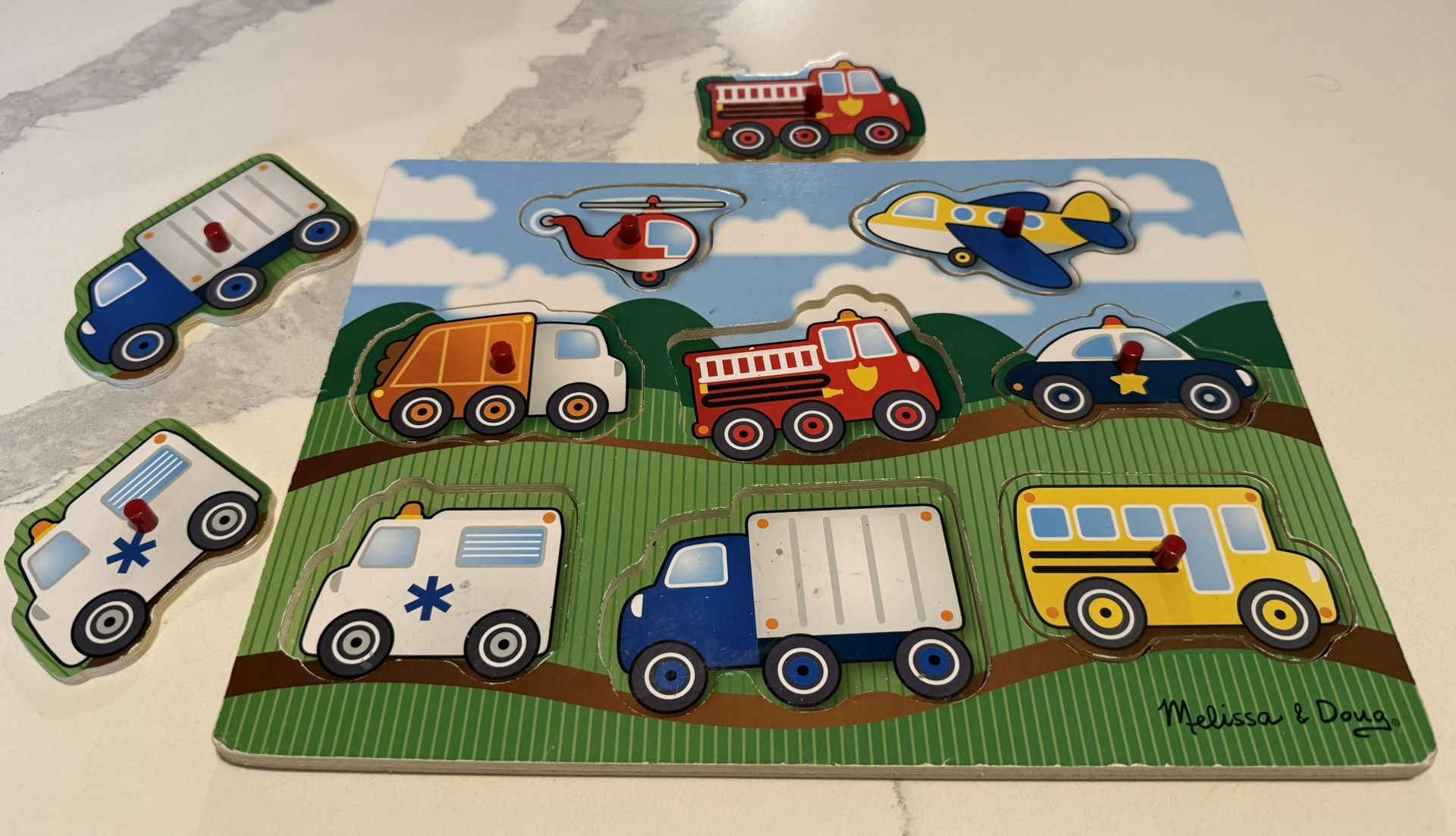 Melissa and Dough Vehicles Wooden Peg Puzzle 