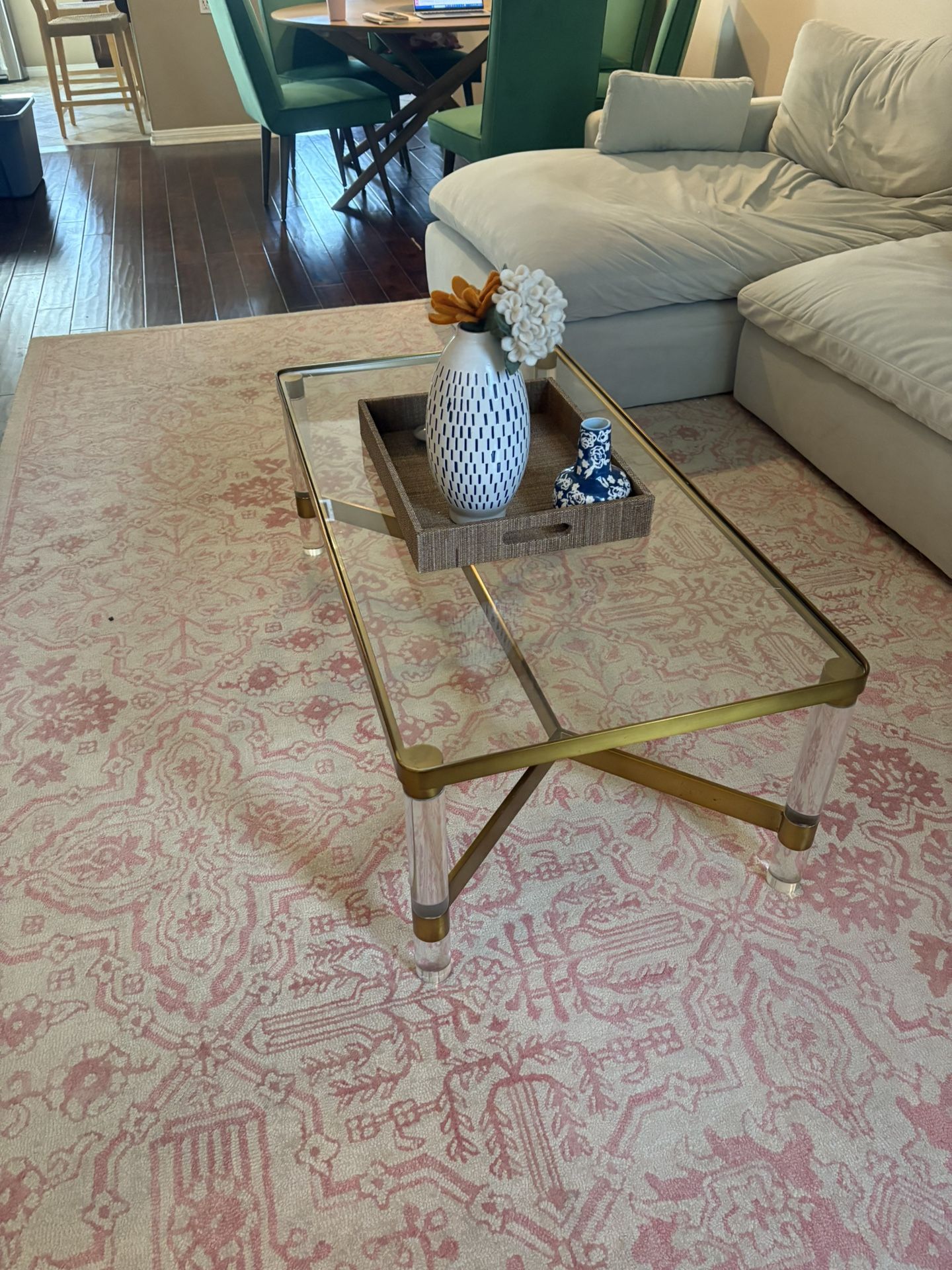 Anthropologie Coffee Table Glass And Gold