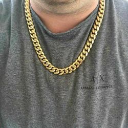 Miami Cuban Link Chain Necklace - 18k Yellow Gold Plated Stainless Steel 