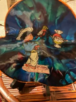 Vintage Mid-Century Modern-Reverse Painted Acrylic Decorative Plate