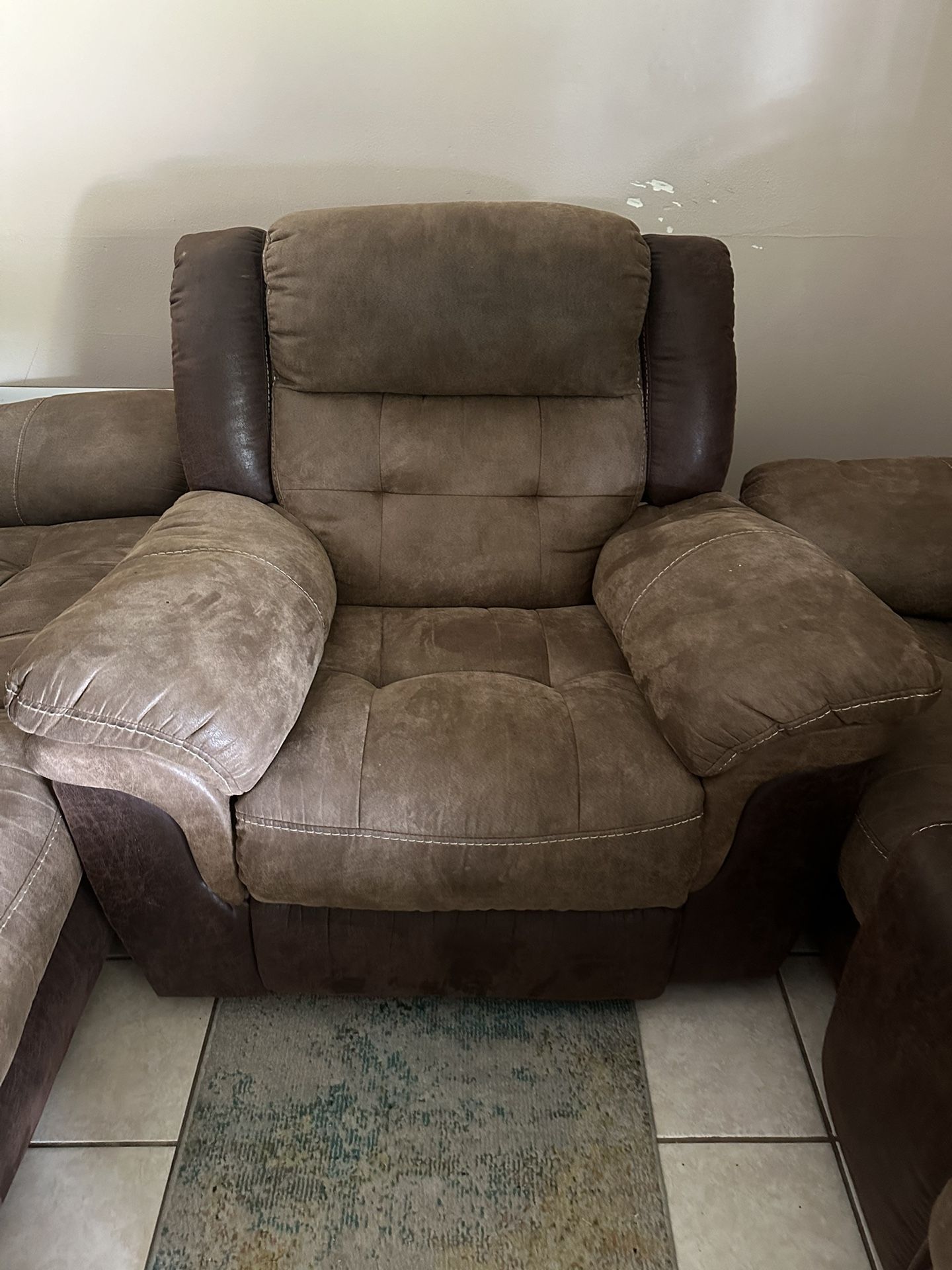 3 Piece Brown Leather Living Room Set 