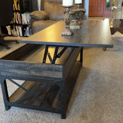 Lift-Top Coffee Table with Storage (Industrial Style)