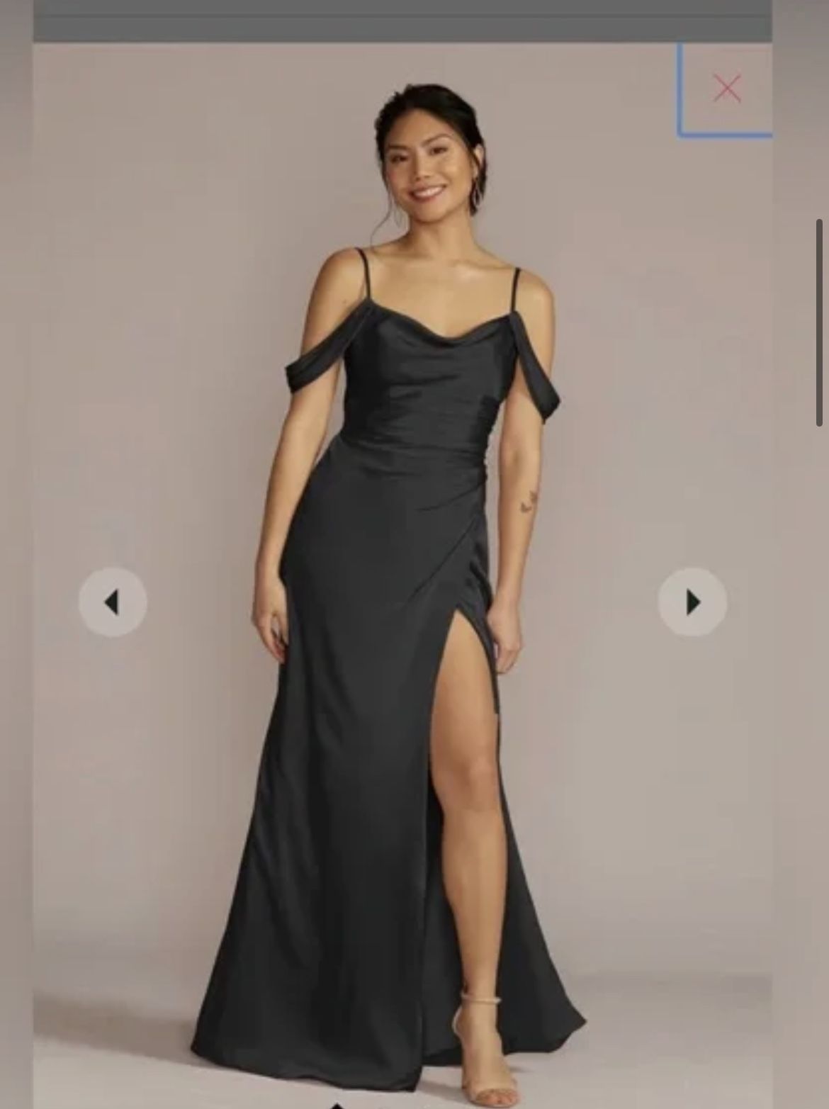 Charmeuse cowl dress with swag sleeves