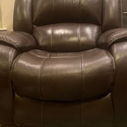Brown Grain Leather Electric Recliner