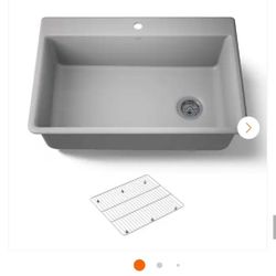 33 Inch Matte Grey Granite Composite Kitchen Sink 