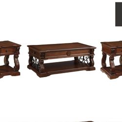 Anymore Coffee Table With 2 End Table Ashley It Is a set 3
 It Is Like New used a couple of months 
I buy it for $2500 
I want to sell because I want 