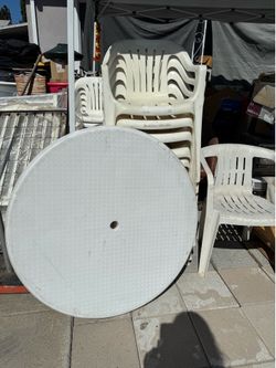 4 round tables and 11 chairs