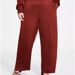 And Now This Plus Size 2X Satin Wide-Leg Brown Pants. NWT! 