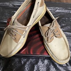 SPERRY TOP SIDER Billfish 3-Eye Boat Shoes Leather Elk Color Mesh Size 10.5M