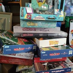 Reduced! Board Games!! Mostly Monopoly Themes. Trivial Pursuit, Plus Honeymooner's Ralph & Alice Figures! WOW