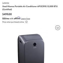 Portable AC Unit 12,000 BTU $350