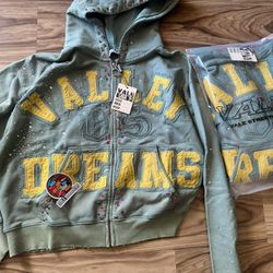 Vale Bank Zip Green Hoodie Men Size Medium