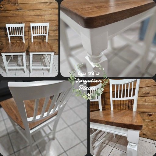 Two Bar Height Wooden Chairs