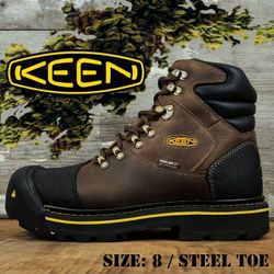 New KEEN Utility Milwaukee 6" Steel Toe Waterproof Work Boots Botas Size: 8