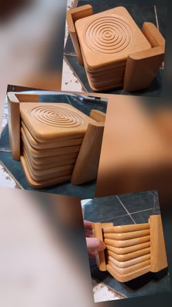 Wooden Coaster Set with Holder