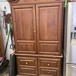 real wood armoire great for storage or project Pick up only Cash 