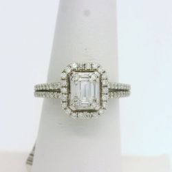 Ladies White Gold and Emerald Cut  Diamond Ring