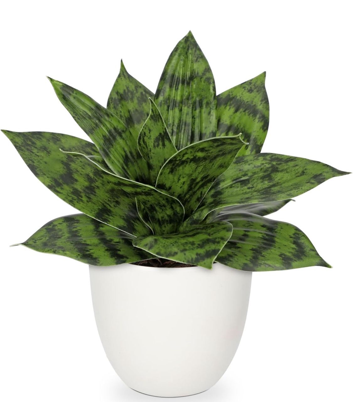Hollyone Artificial Snake Plants 9" Faux Agave Succulent Plant Potted in White Pot Fake Sansevieria Aloe Tropical Plant for Desk Modern Office Home Ba