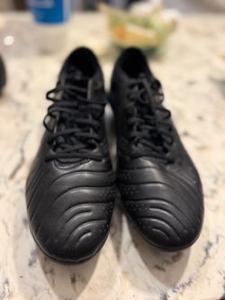 Black Soccer Cleats with Lace-Up Closure