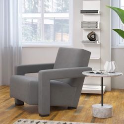 Modern Orange Textured Velvet Upholstered Accent Lounge Arm Chair (Gray)