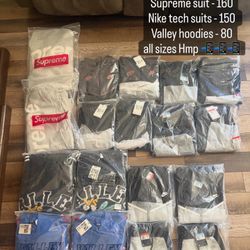 Supreme Suit, Nike Tech Suits, Vale Valley Hoodies
