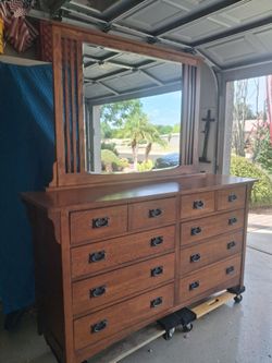 Mission style dresser with mirror