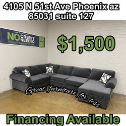 3 PCs Sectional Grey Fabric Brand New