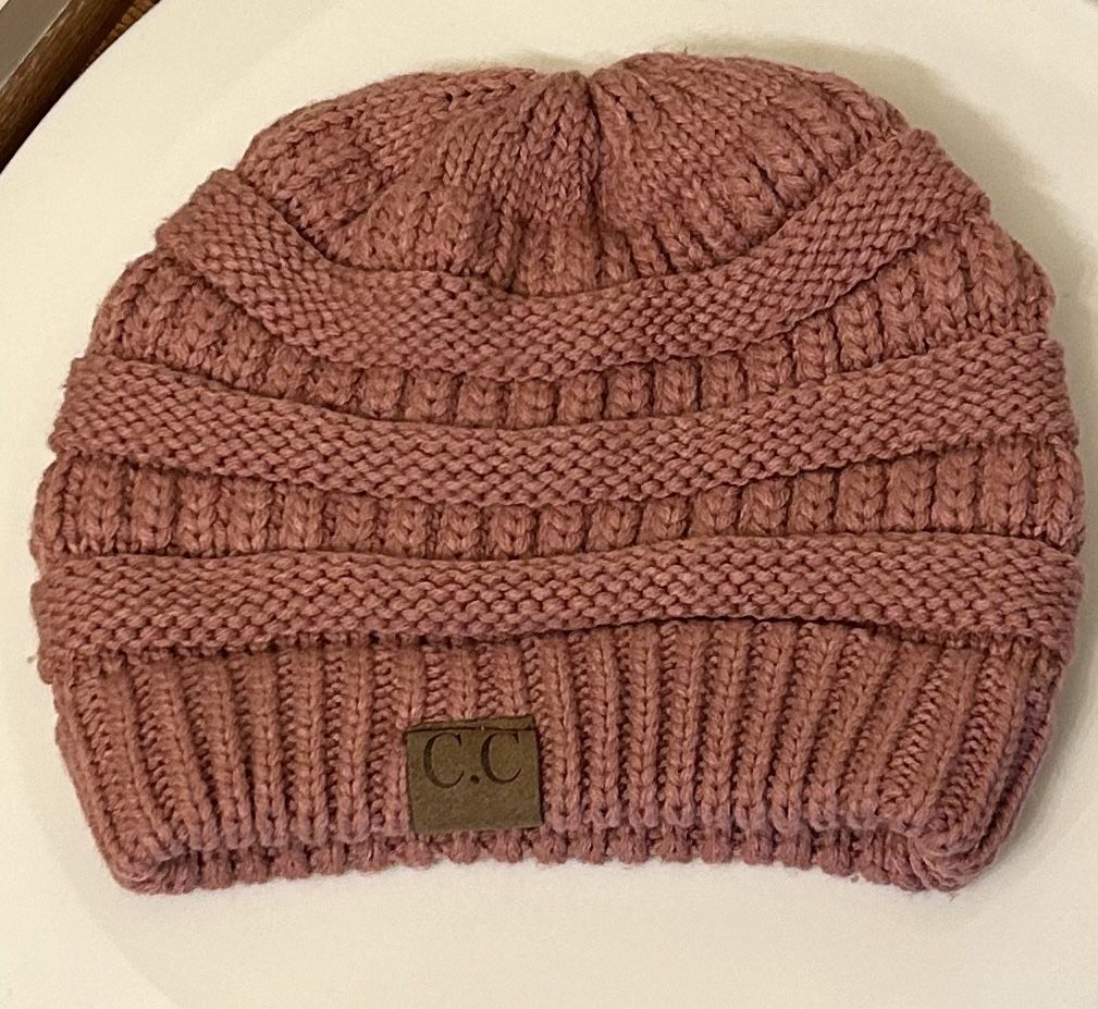 C.C Exclusives Cable Knit Beanie Winter Hat Pink Mauve