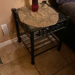 Black Iron Glass Top End Tables