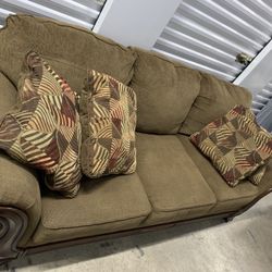 2‑Piece Matching Sofa Set — 3‑Seater + Loveseat — Chocolate/Espresso — Includes Accent Pillows — Storage Pickup 