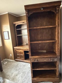 Pair Dark Wood Bookshelves w Drawers ( i have 2 pieces)