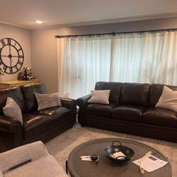 Faux Leather Love Seat And Sofa