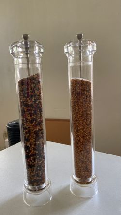 PAIR TURNED POST SALT SHAKER & PEPPER MILL