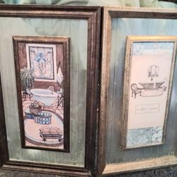 Framed Vintage Bathroom Wall Art