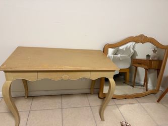 French Provincial Wood Desk with Cabriole Legs