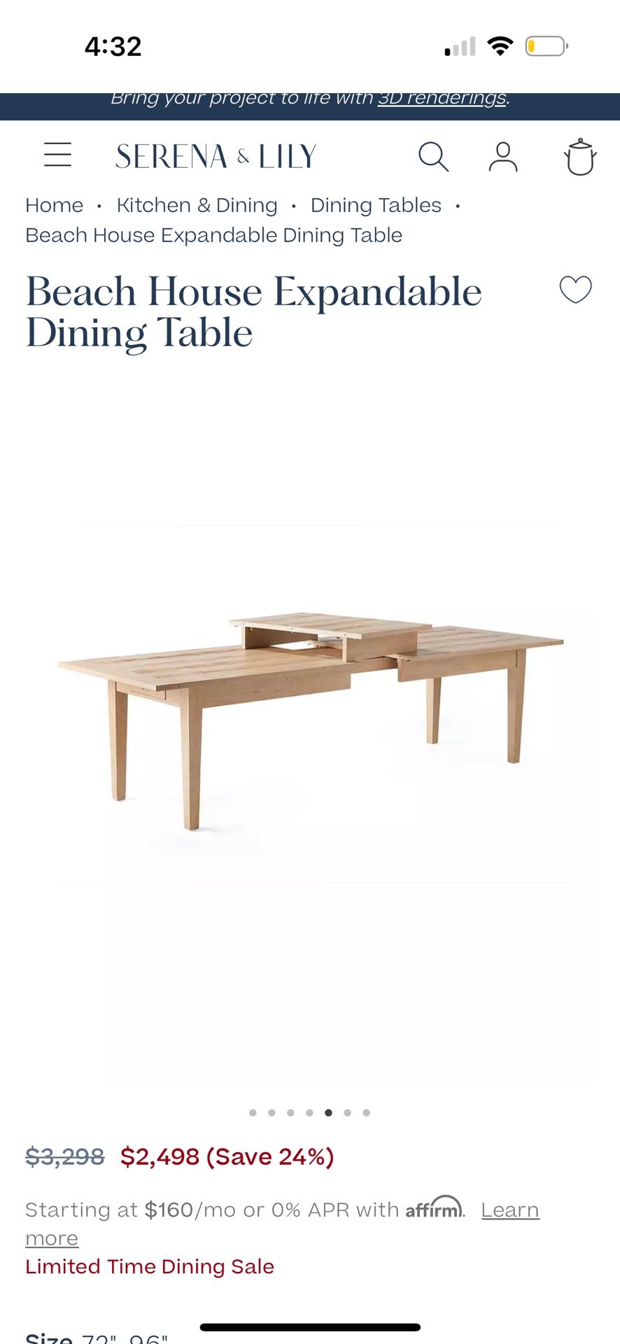 Serena and Lily Beach House Expandable Dining Table