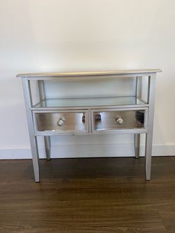 Silver Mirrored Two-Drawer Side Table