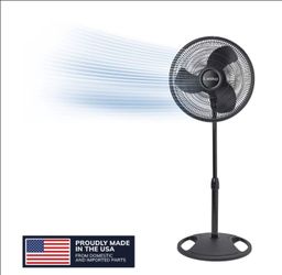 NEW Lasko black 16" 3-Speed Oscillating Adjustable Height Pedestal Fan S16500