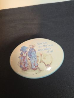 Vintage Holly Hobbie Oval Trinket Box Memories Keepsake Porcelain Lid Geese...