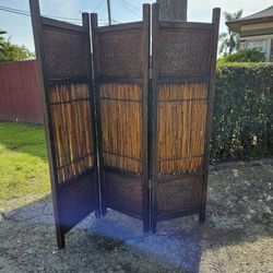 Vintage Bamboo Wood Divder Boho Bohemian MCM