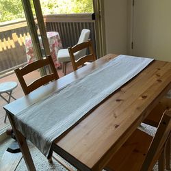 ikea Solid Wood Dining Table + 4 Chairs (One Needs Repair) – Great Deal!