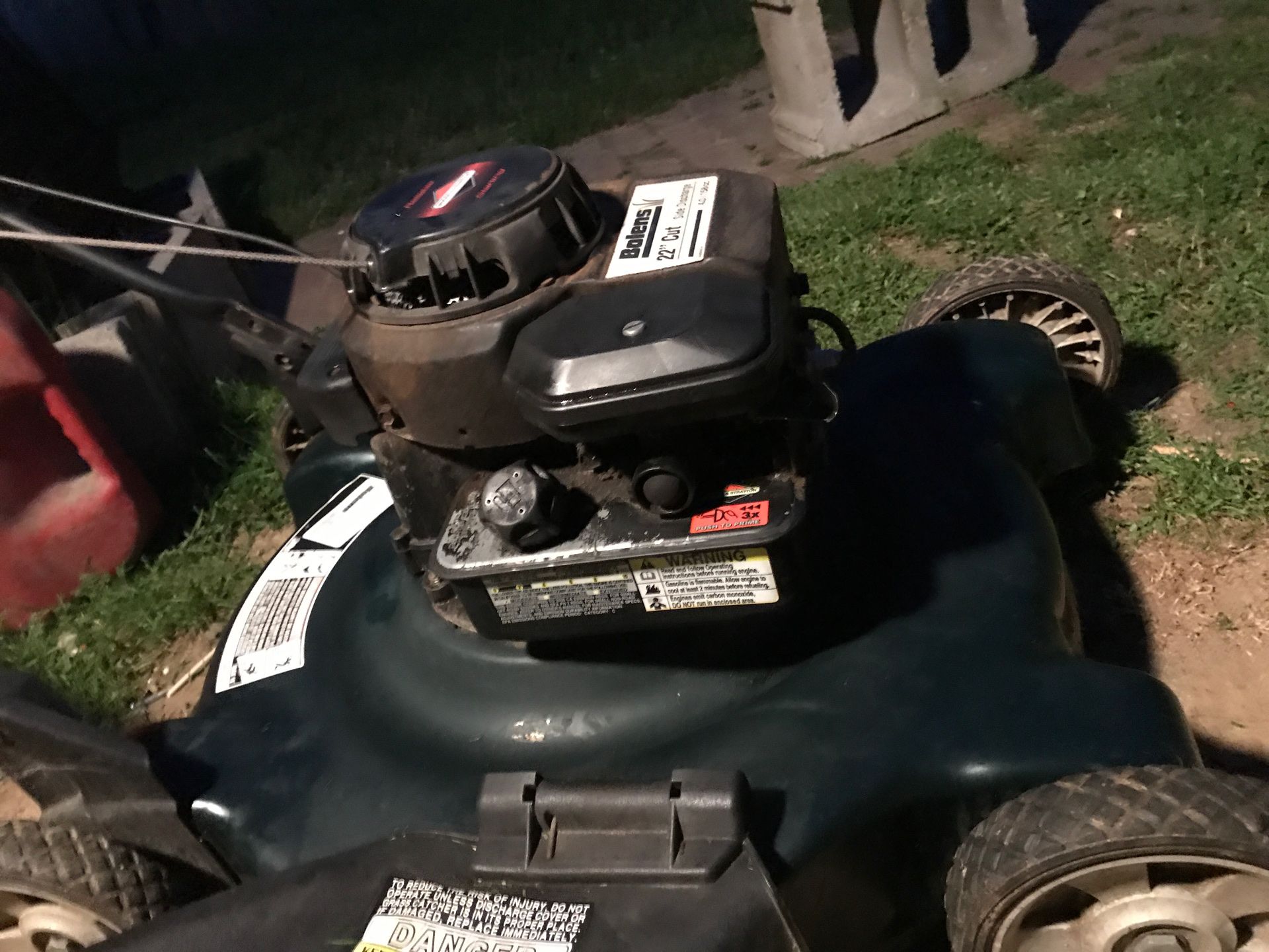 Lawn mower starts first pull make offer