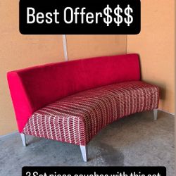 3x Set Red Stripe Couches