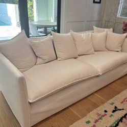 White Linen Couch 